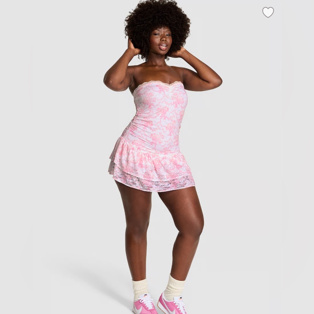 Victoria’s Secret PINK x LoveShackFancy Strapless Lace Mini Dress